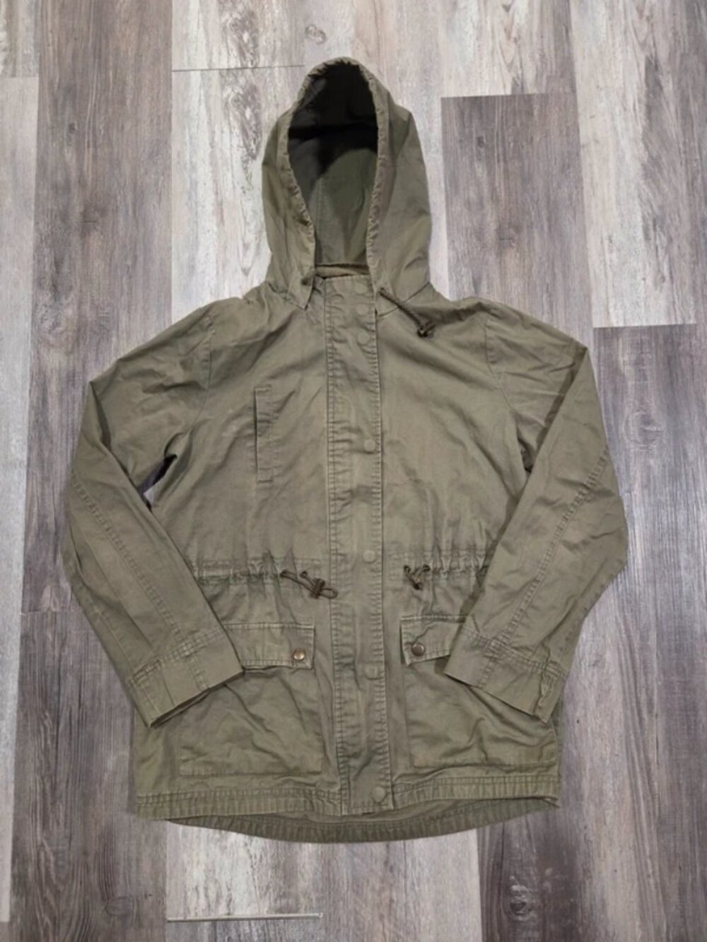 New Look Olive Field Jacket Hooded Military Jacket Size M